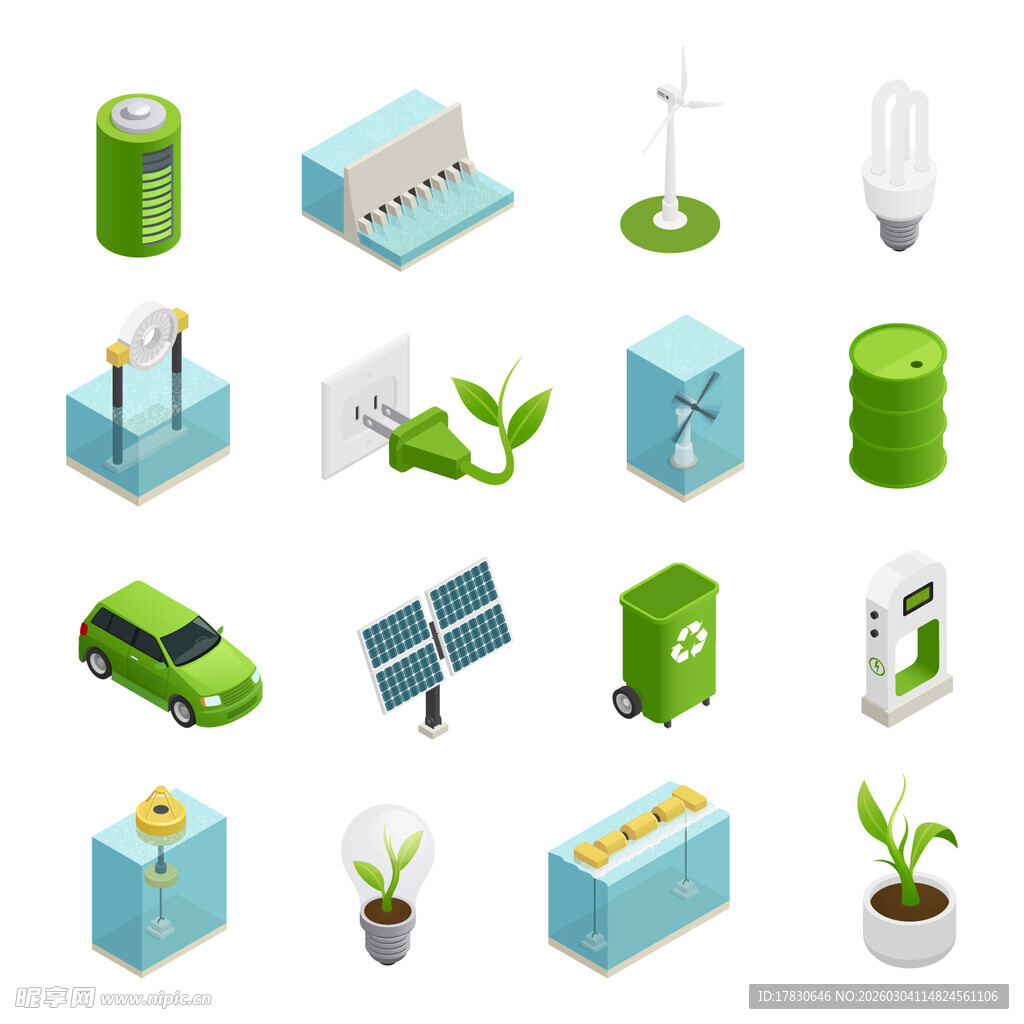 绿色环保能源与科技元素