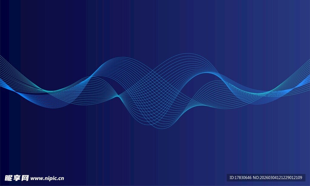 蓝色动感波浪线条背景