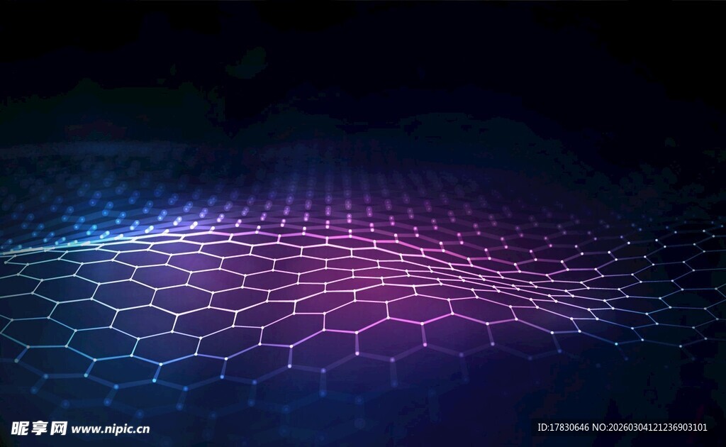 炫彩蜂窝状科技感背景图