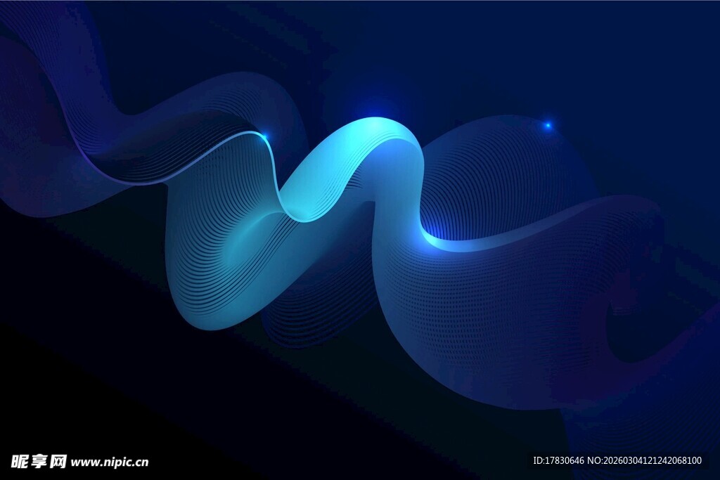 蓝色流动光带抽象视觉效果
