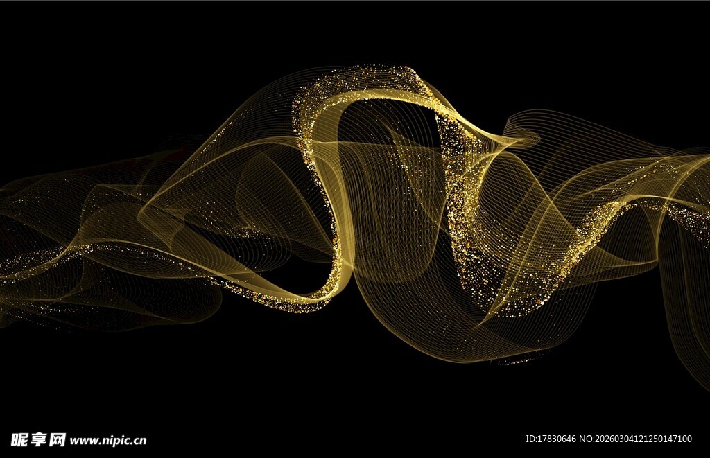 金色动感线条抽象背景图