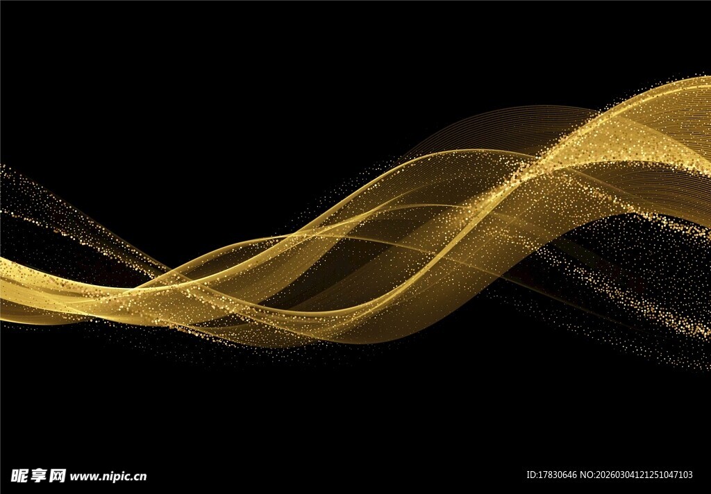金色动感线条抽象背景图