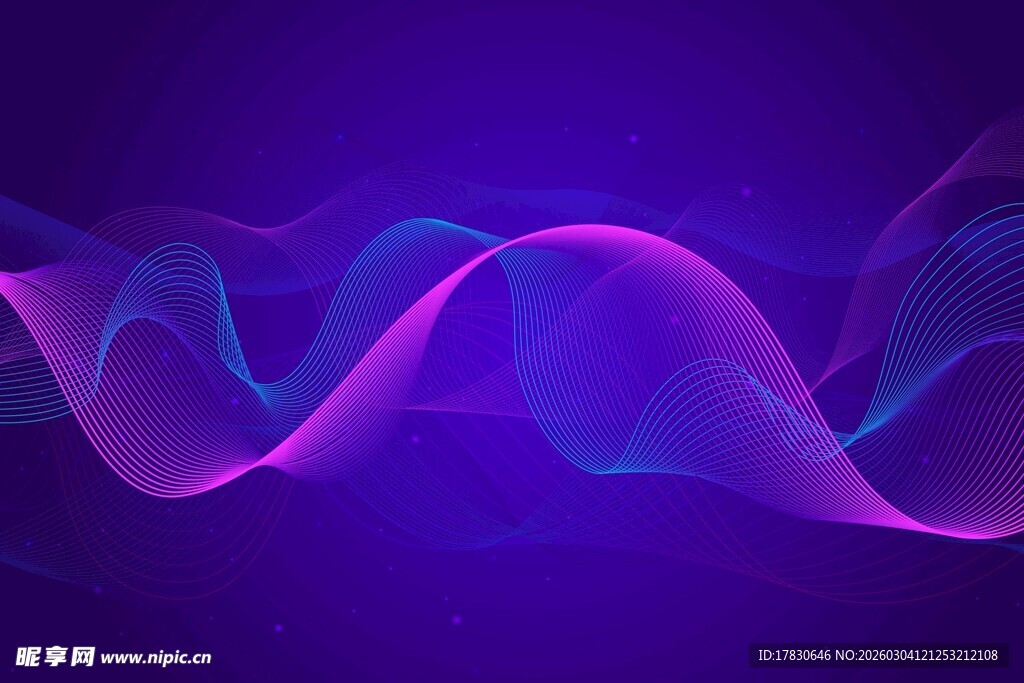 梦幻紫蓝流动光效线条