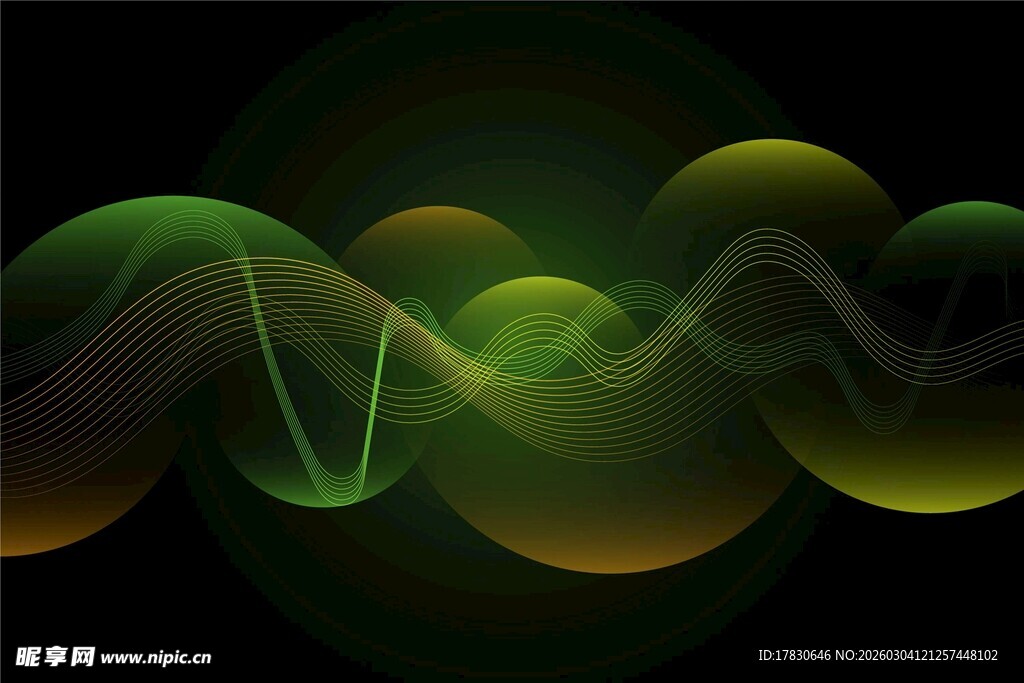 绿色动感波形抽象图案
