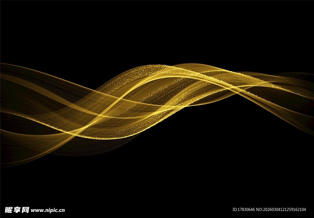 金色动感光波线条背景图