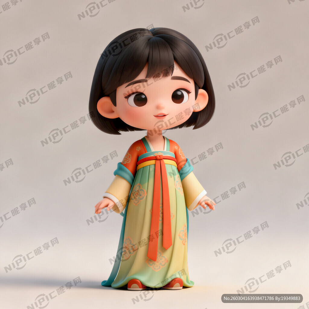 请生成一张小女生的卡通人像图