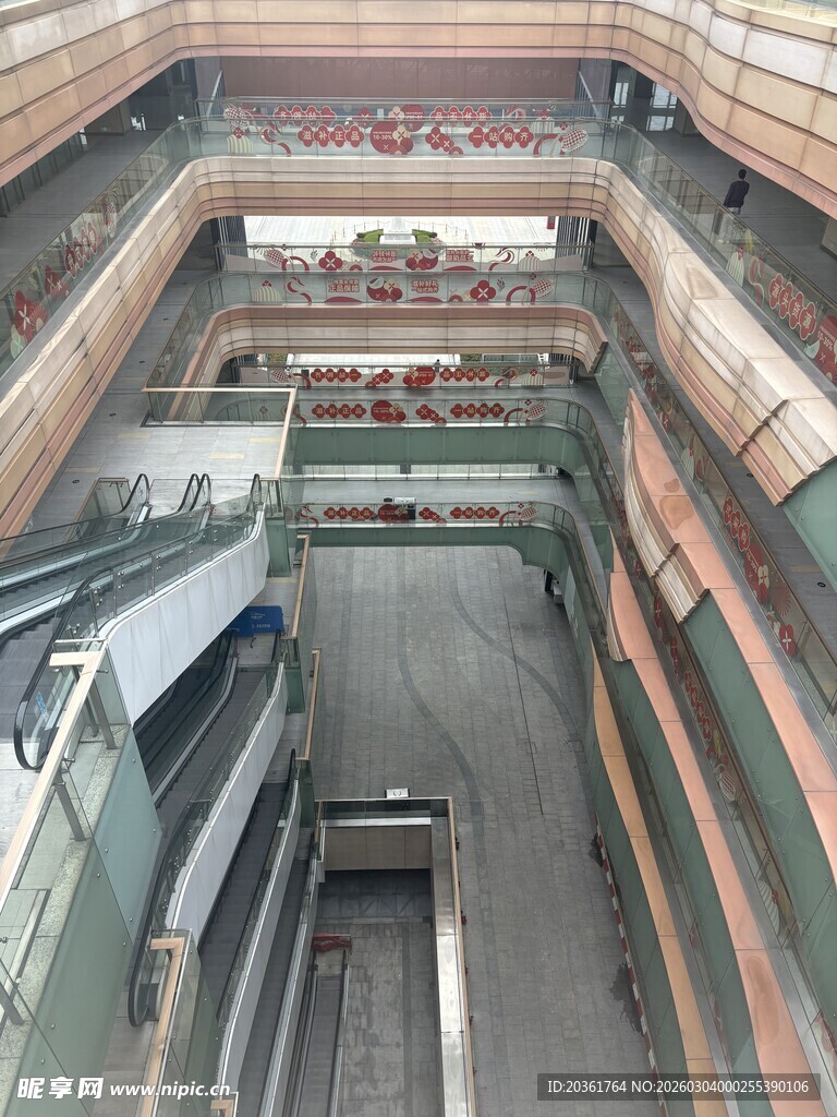 现代商场内部空间俯瞰