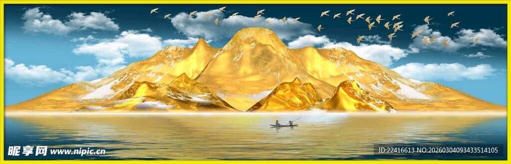 梦幻金色岛屿画