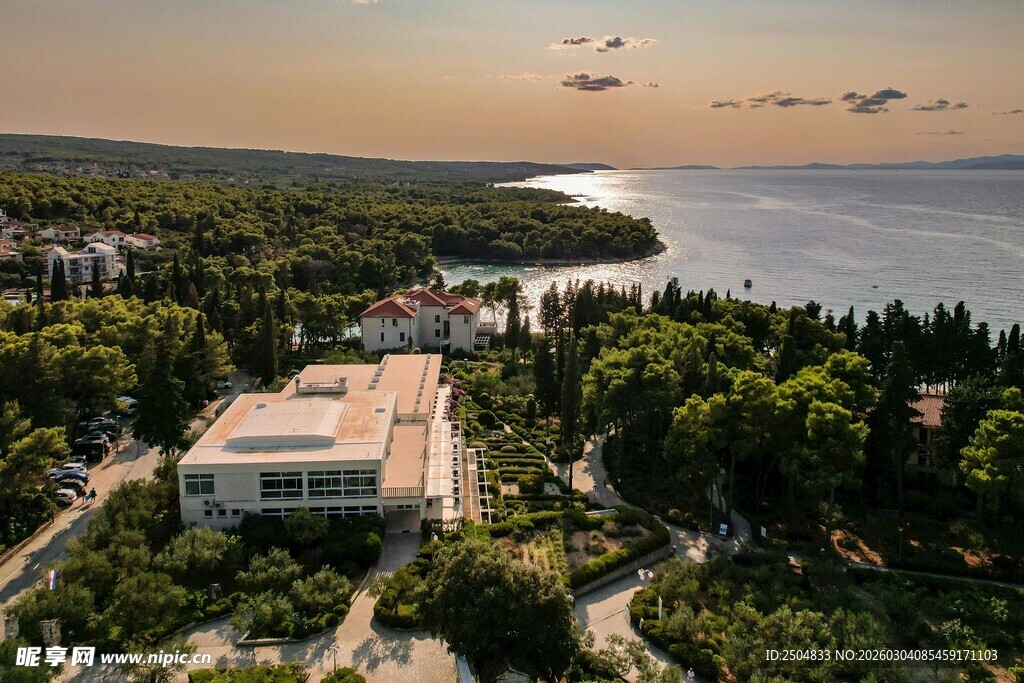 海滨森林中的现代建筑景观