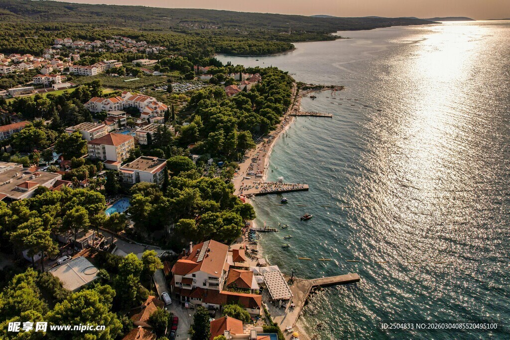 海滨小镇美丽风光俯瞰