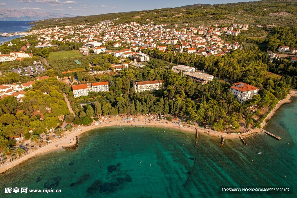 海滨小镇美丽风光俯瞰