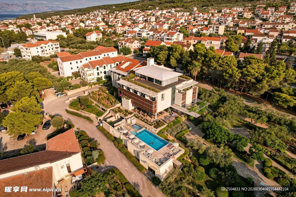 俯瞰美丽的别墅住宅区