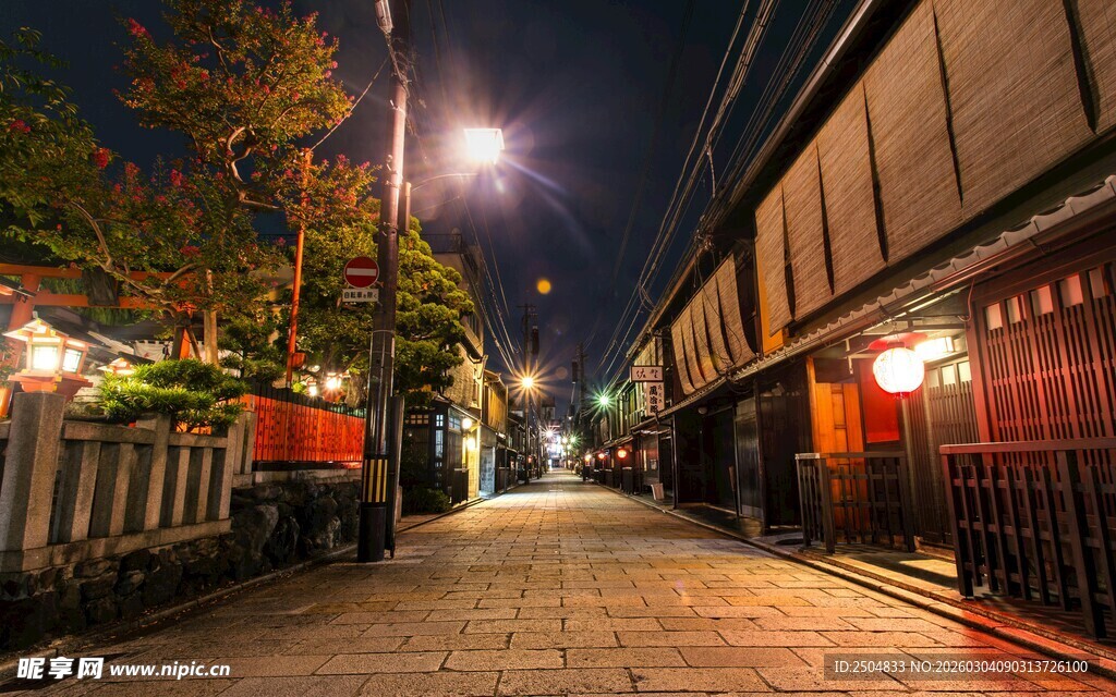 日本传统街道夜景