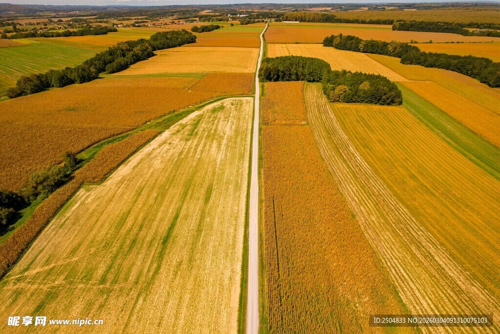 俯瞰广袤多彩农田景观
