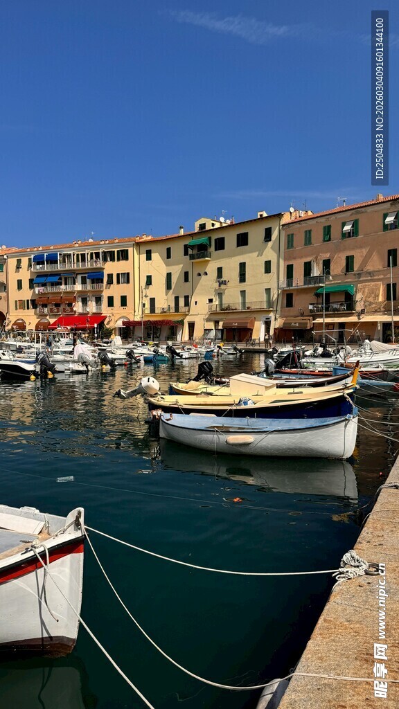 宁静海港中的多彩船只