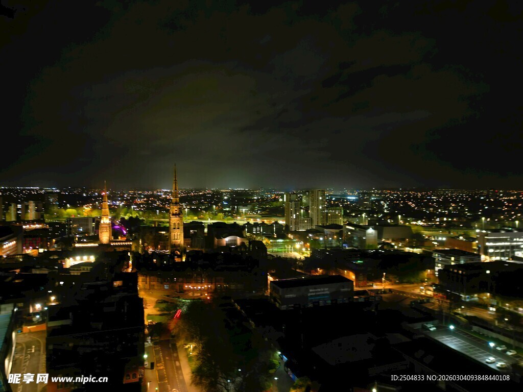 城市璀璨夜景俯瞰图