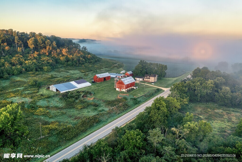 乡村田园风光航拍美景