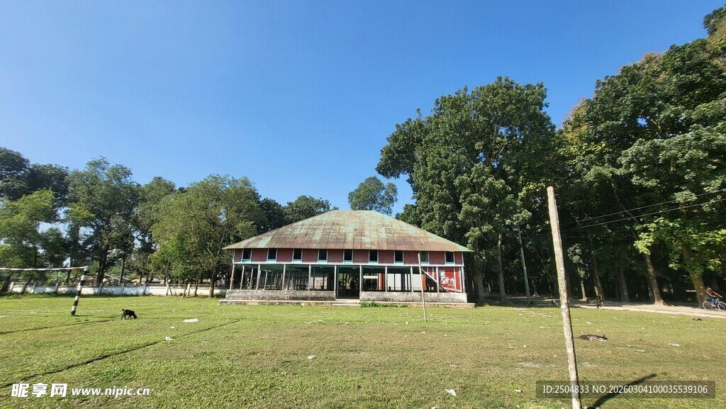 户外草地旁的特色建筑