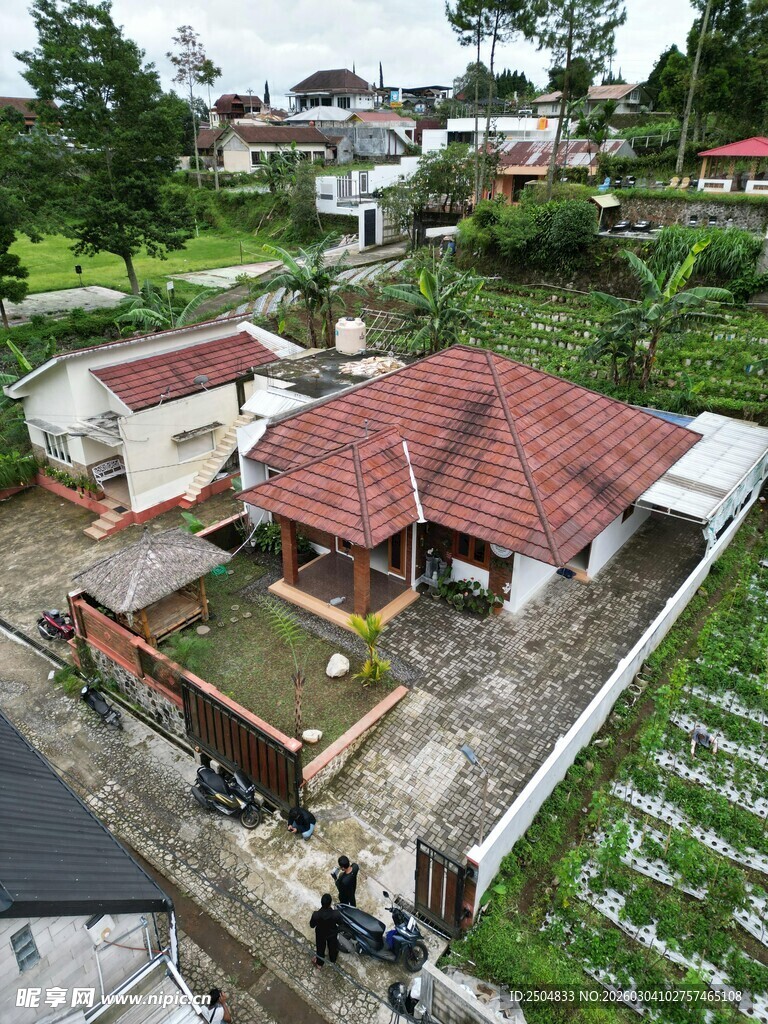 乡村独栋住宅俯瞰景象
