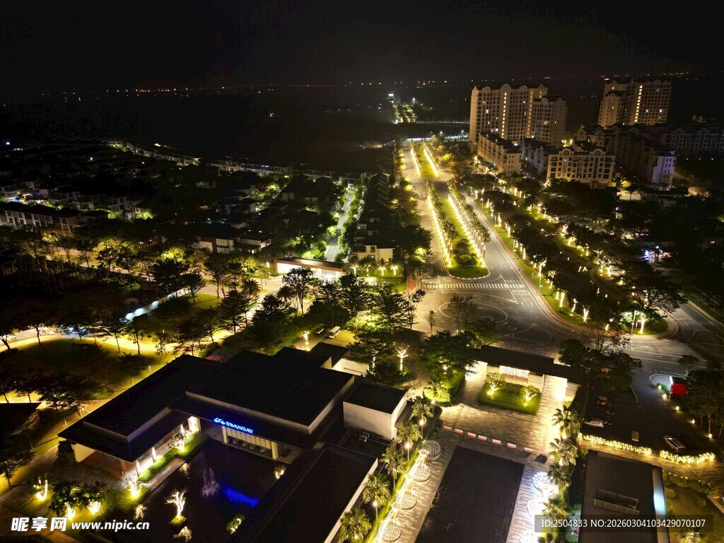 城市璀璨夜景俯瞰图
