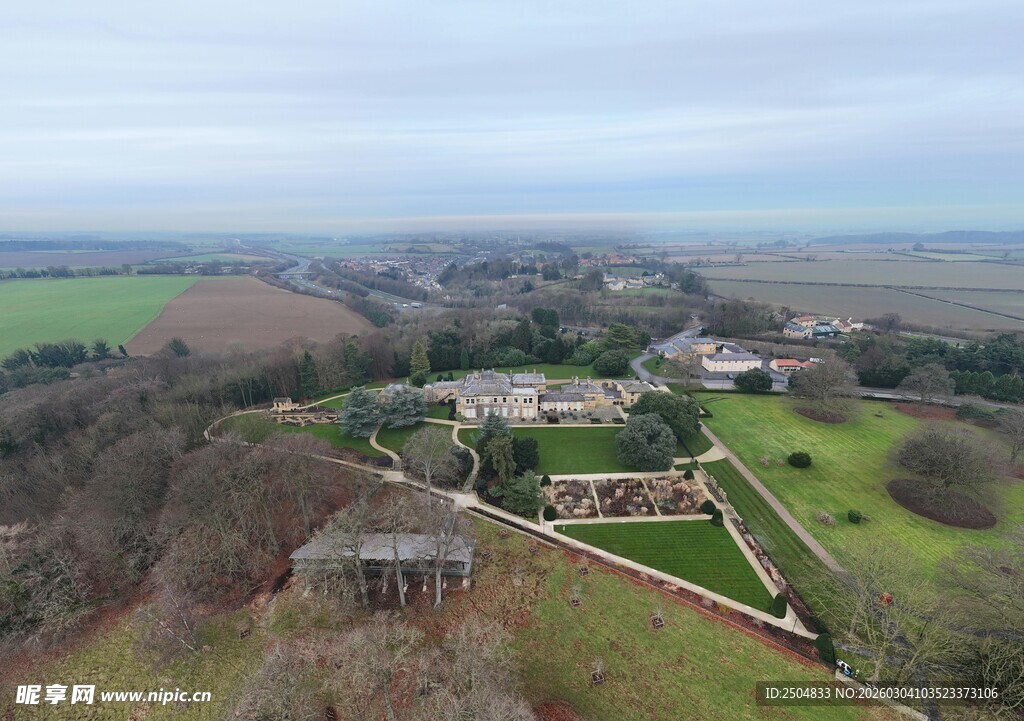 乡村庄园鸟瞰美景