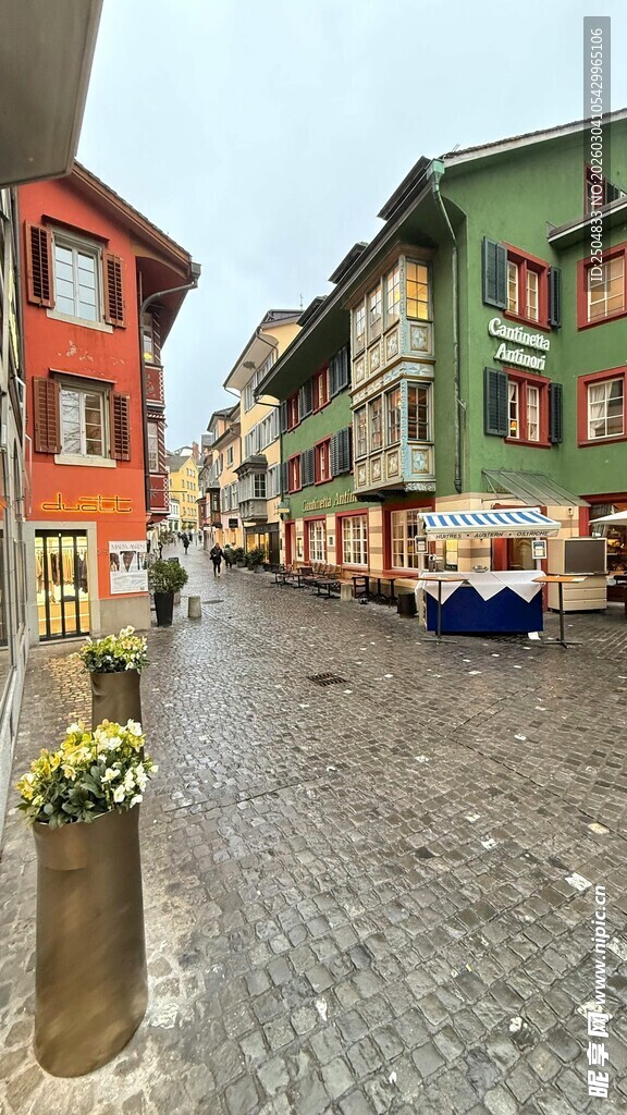  洲小镇彩色街道景致