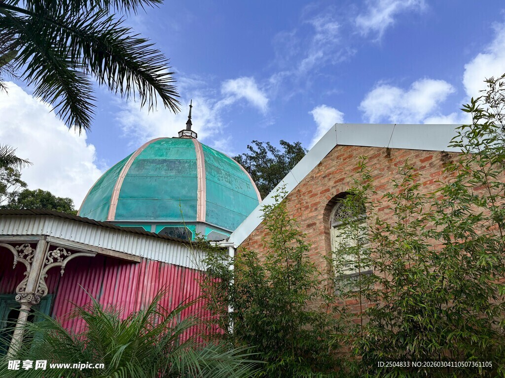 彩色建筑与绿植相映成趣