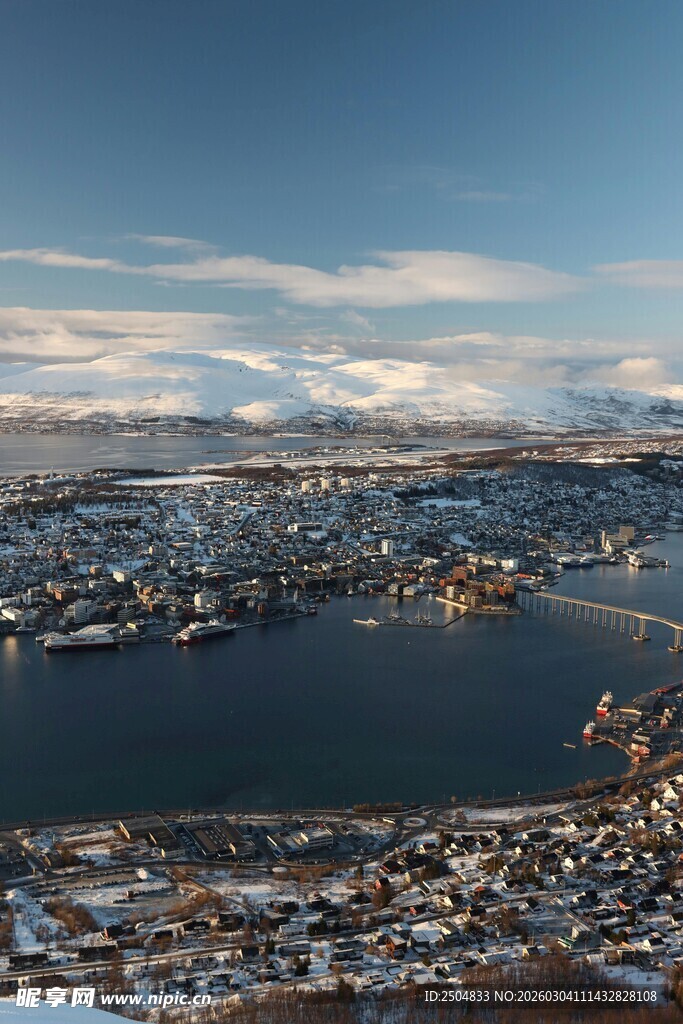城市滨水景观全景图