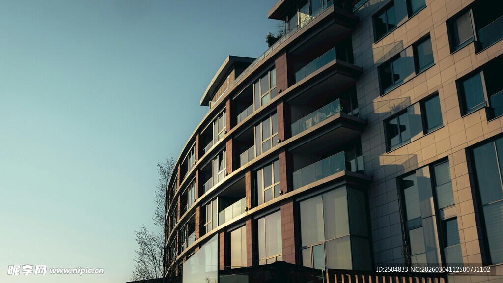 现代弧形外观的高层住宅