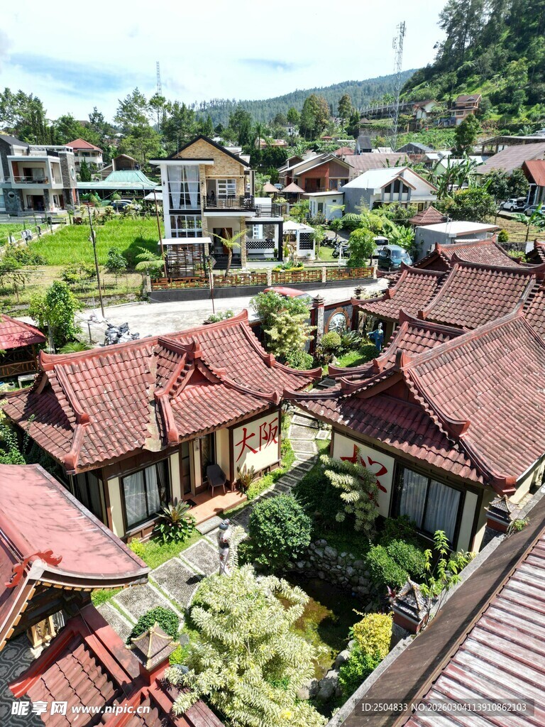 东南亚风格村落屋顶景观