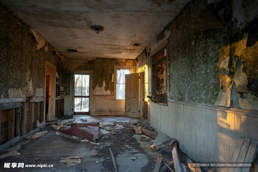 废弃破败的室内场景