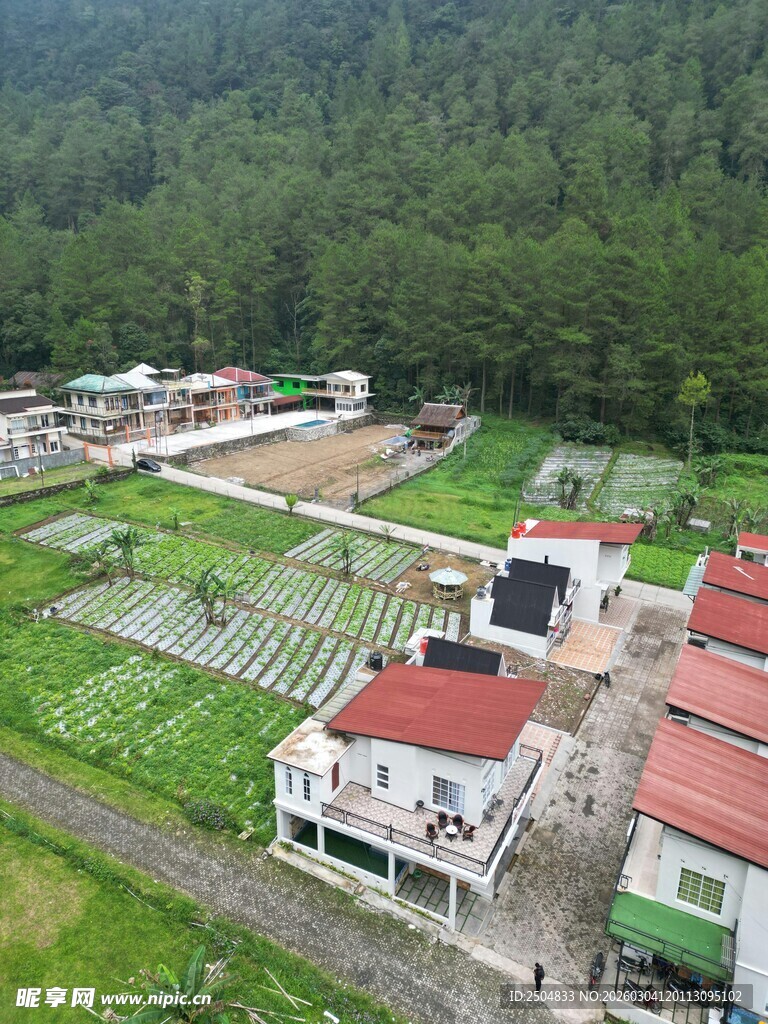 乡村田园风光俯瞰景象