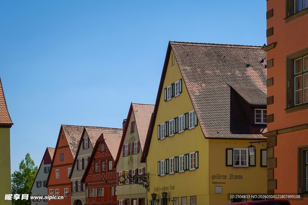 多彩欧式小镇建筑风景