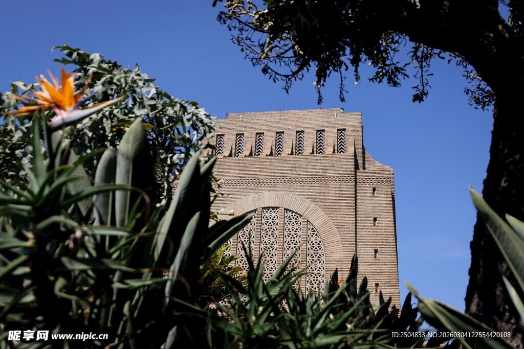 阳光下的建筑与绿植景观