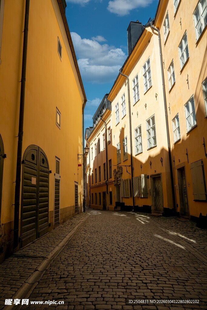 古老街巷的欧式建筑风景