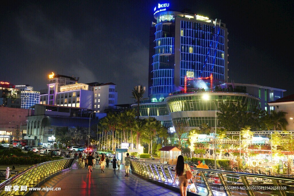 城市璀璨夜景步行街风光