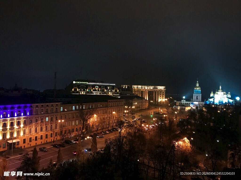 城市璀璨夜景俯瞰视角
