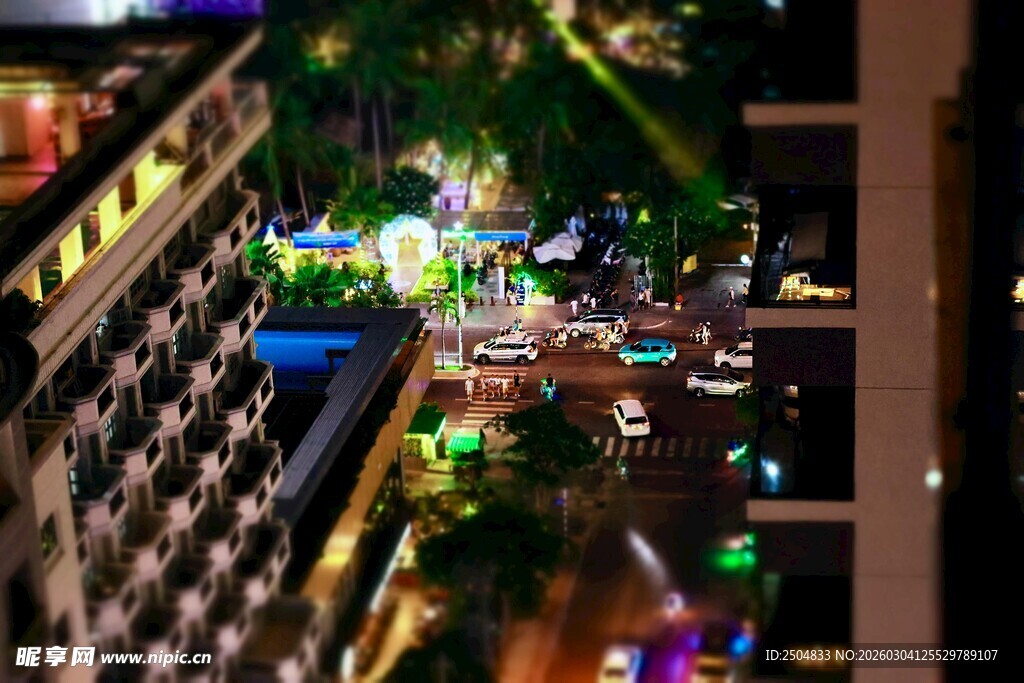 城市夜景中的绚丽灯光景观