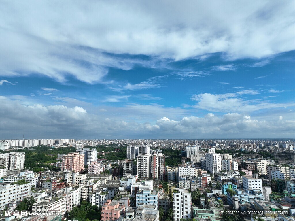 城市天际线全景俯瞰图