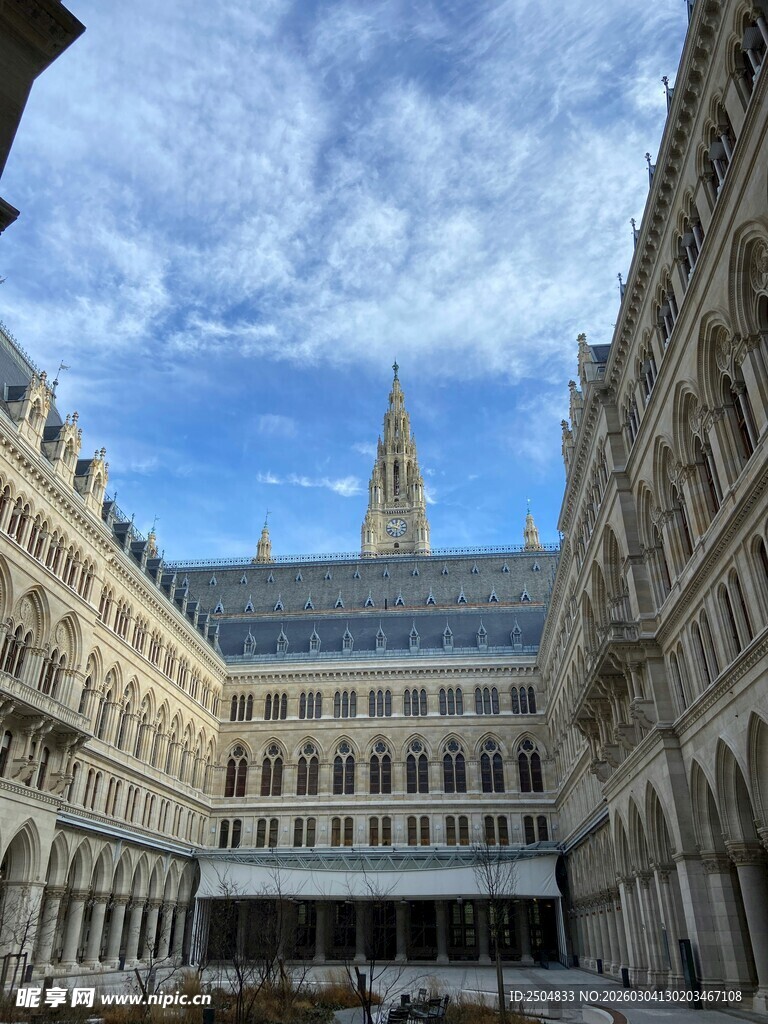 宏伟欧式建筑庭院景观