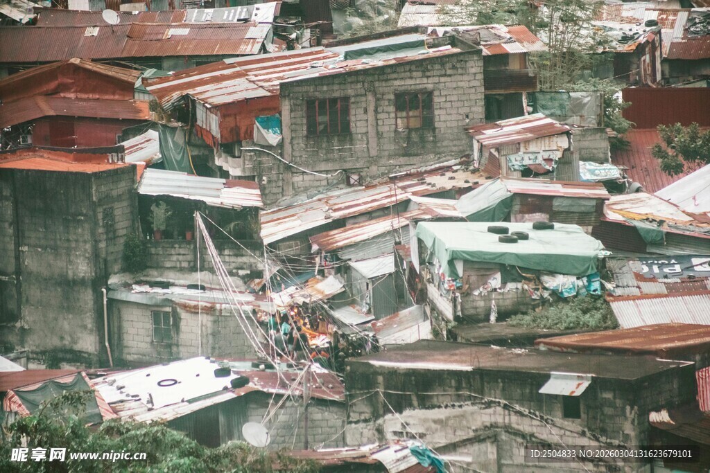 密集杂乱 居民区景象
