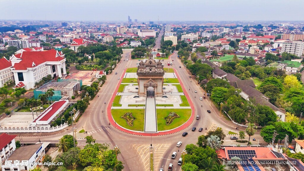 城市中心景观大道俯瞰