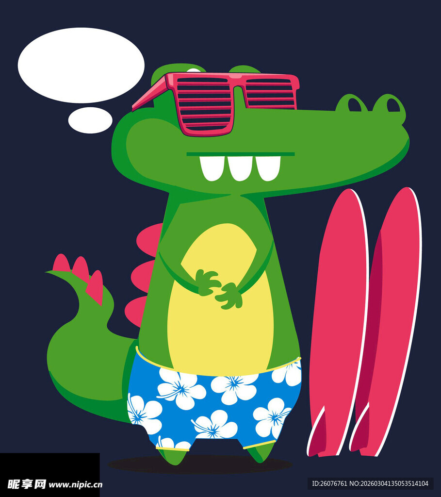 鳄鱼准备冲浪啦