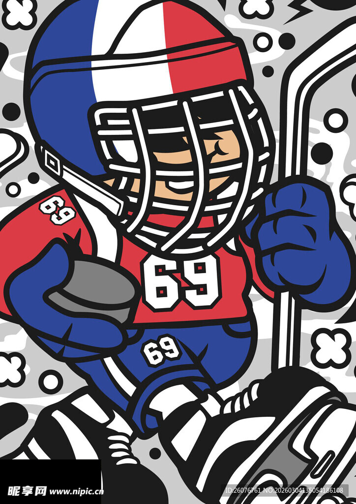 美式橄榄球运动员卡通形象