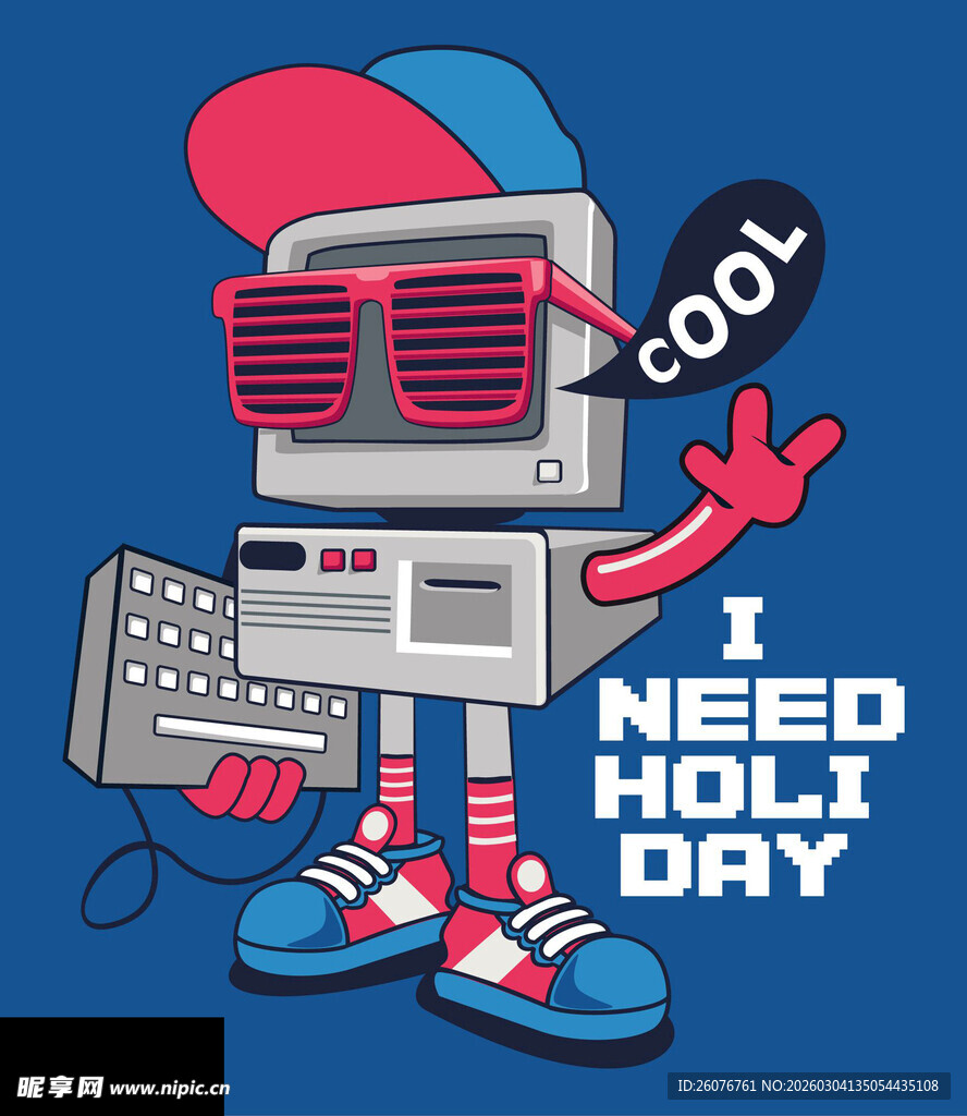 酷炫机器人手持键盘喊度假