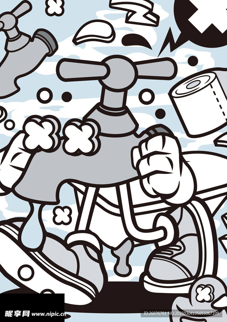 卡通风格的混乱场景画面