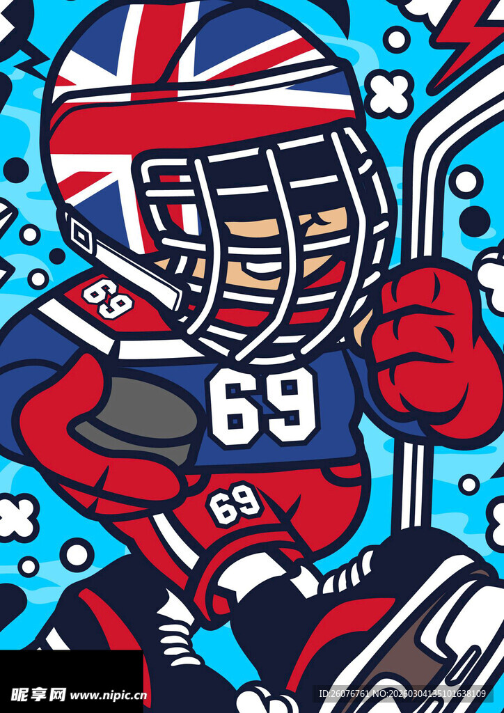 英式风格运动插画角色