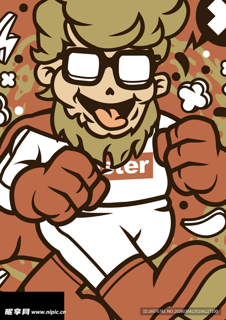 卡通潮酷大叔形象