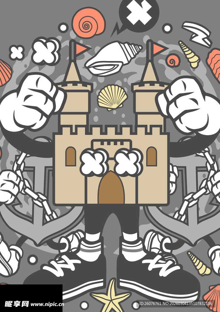 卡通风格城堡与奇幻元素