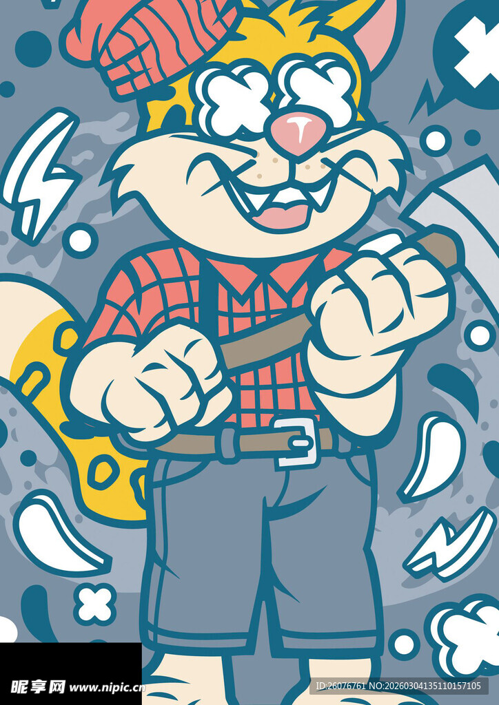 卡通猫工人形象